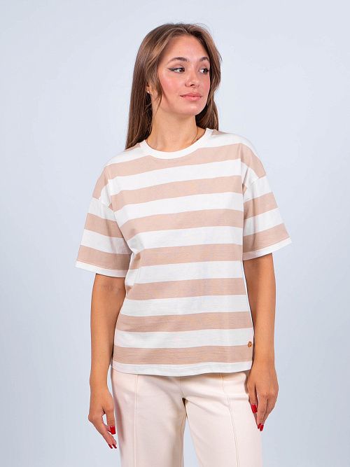 ЕВТ3190/ Футболка женская темно-бежевый,полоска VERY NEAT 