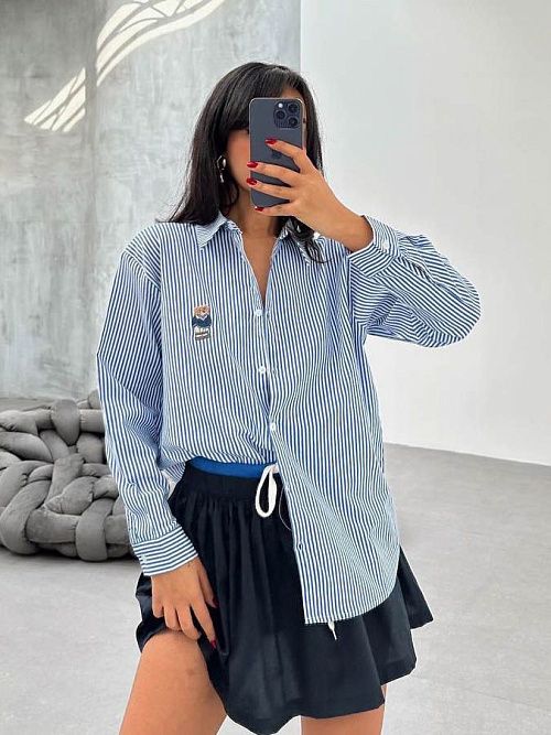 2560 Рубашка женская синий GIRL   