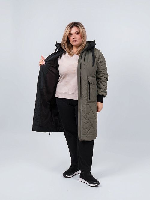 3645-1 Пальто женское зеленый Baimuni 