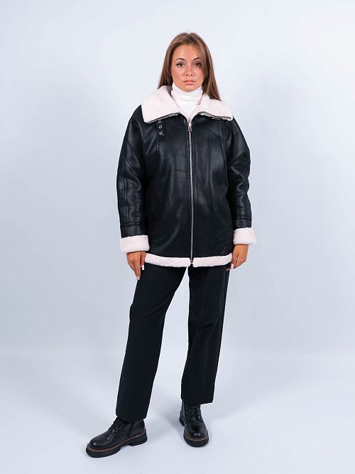 W1072/15 Дубленка женская черный Baimuni 