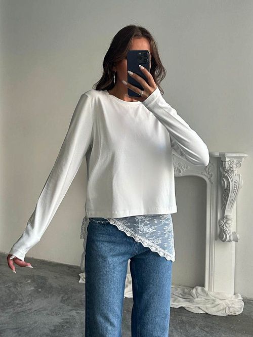 4624-white Лонгслив женский белый Girl 