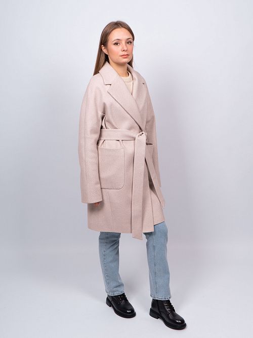KR-293-Рубчик-6 Пальто женское светло-бежевый 365 
