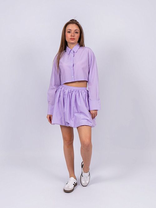 7448 Рубашка укороченная женская сиреневый GIRL   