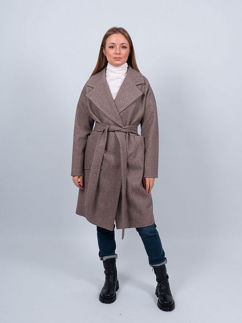 KR-291-рубчик Пальто женское коричневый Kristina Moda 