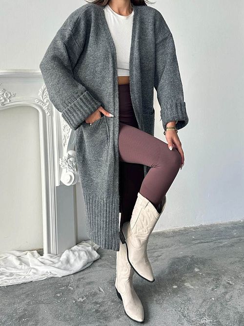 8106-gray Кардиган женский серый GIRL 