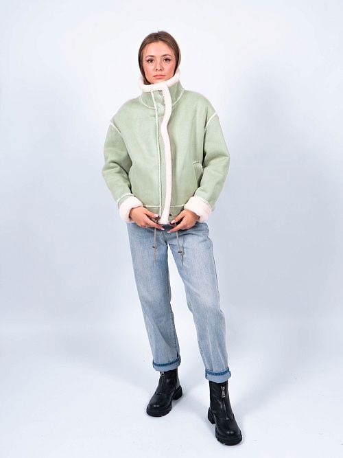 Дубленка женская зеленый Green Sempati 