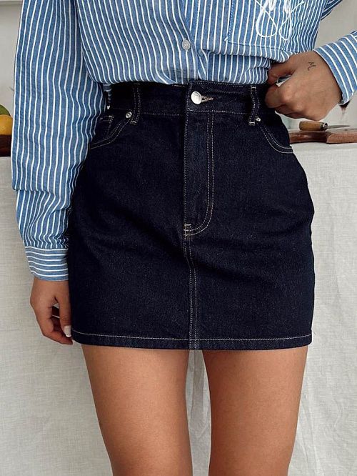 9565 Юбка женская темно-синий GIRL 