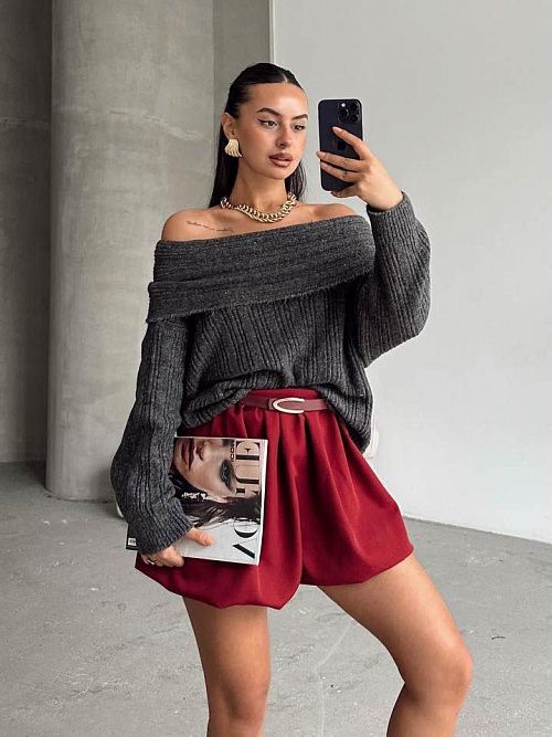 7419 Юбка женская бордовый GIRL 