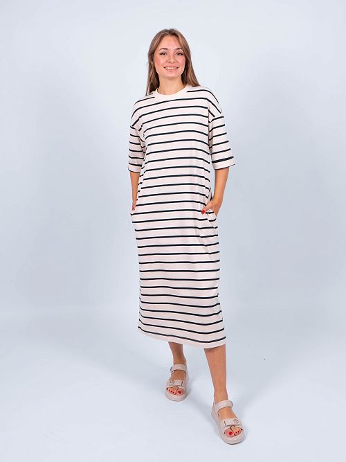 ЕВТ5040/ Платье женское белый, полоска VERY NEAT 