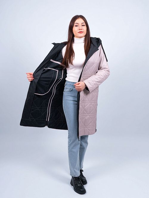 2699 Пальто утепленное женское бежевый Baimuni 