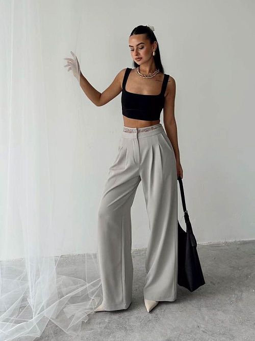 7453 Брюки женские серый GIRL 