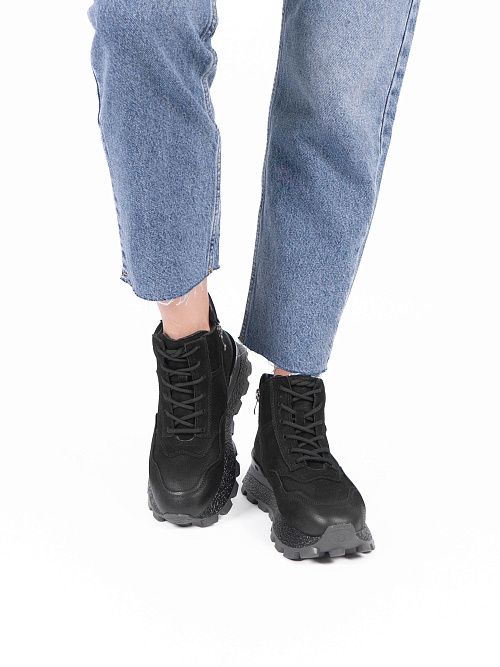 V8A80285-1ZM Ботинки женские натуральная кожа черный 365 