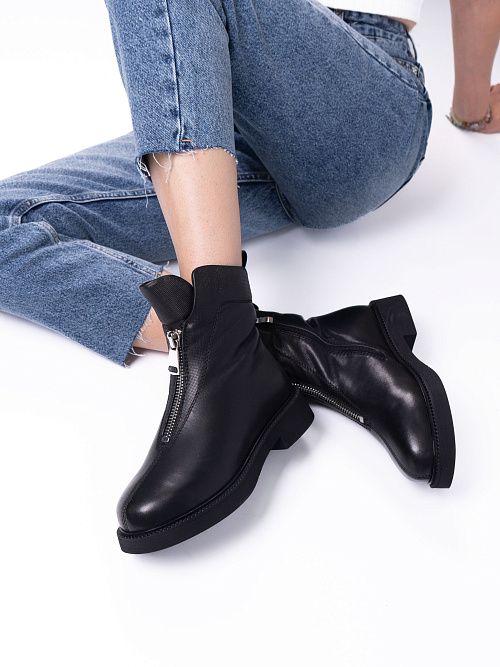 JA005-K08-P1213M Ботинки женские натуральная кожа черный 365 