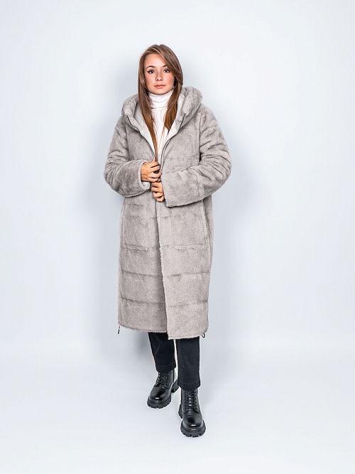 LM9002/3 Пальто женское двухсторонее молочный Baimuni 