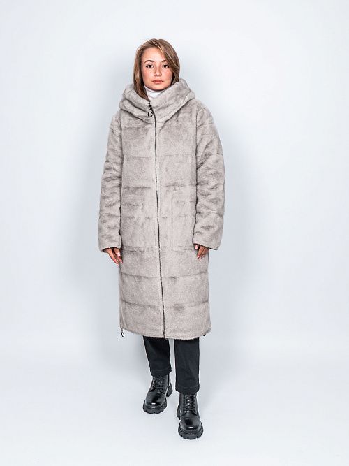 LM9002/3 Пальто женское двухсторонее молочный Baimuni 