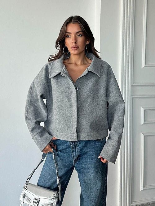 7498-gray Бомбер женский серый Girl 