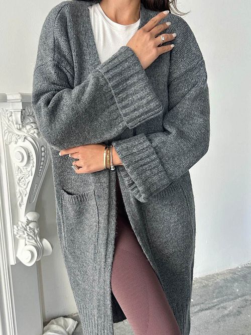 8106-gray Кардиган женский серый GIRL 