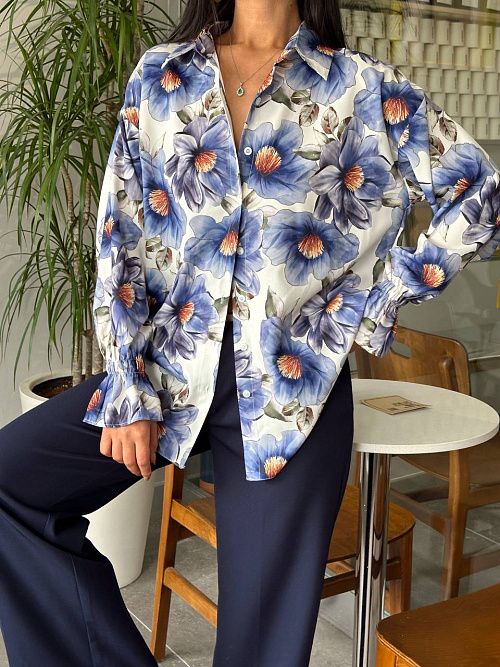 7486 Блузка женская т.синий GIRL   