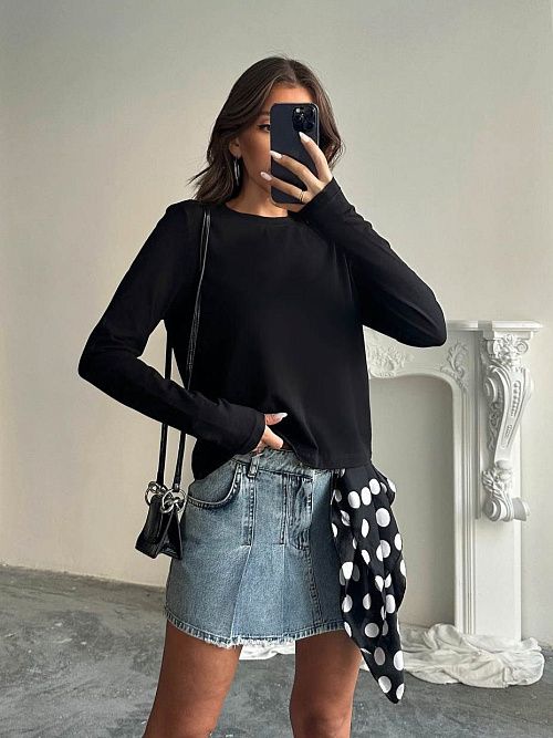 4624-black Лонгслив женский черный Girl 