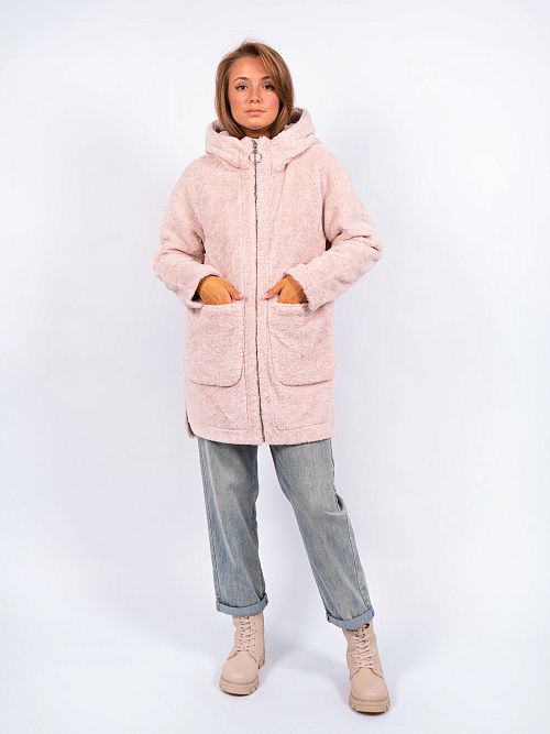 3-0306м-3181 Пальто меховое женское ванильный ELECTRA STYLE 