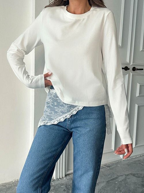 4624-white Лонгслив женский белый Girl 