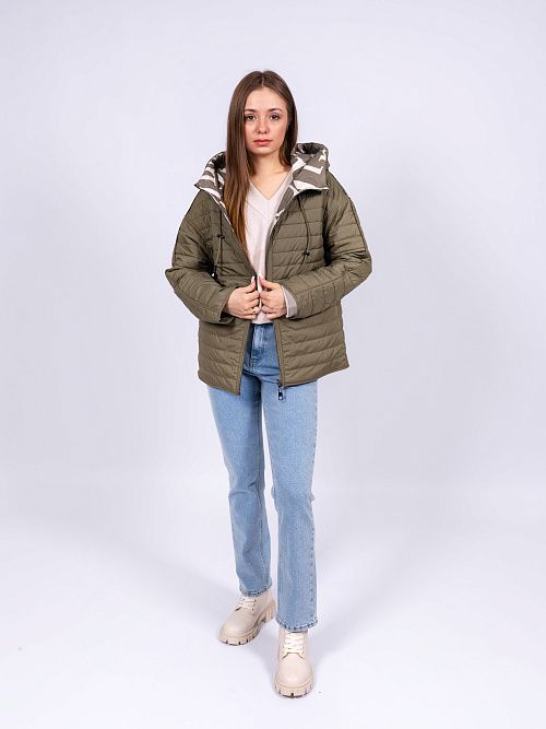 7603-1 Куртка женская двухстороння зеленый Baimuni 