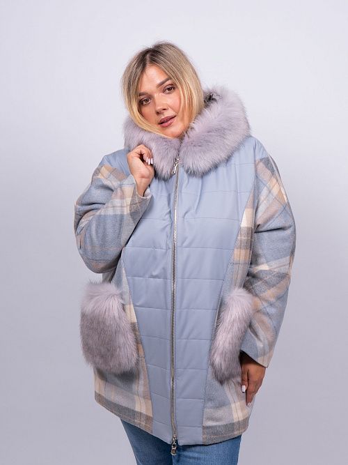 33-110039-1454-42 Пальто Бергамо-new женское голубой КЛЮКVА 