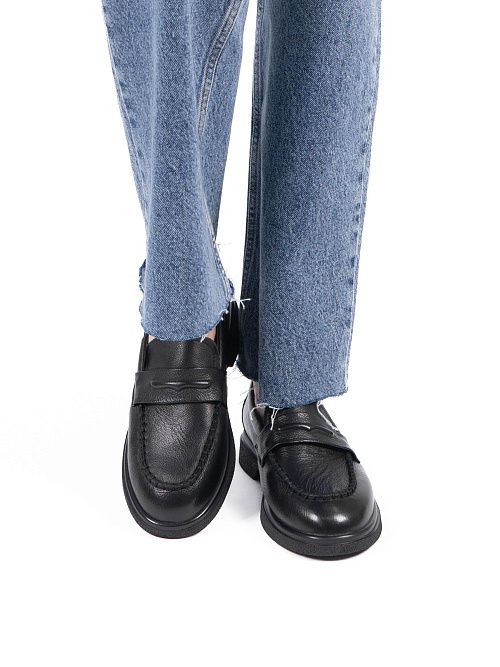 DBY-RA008-001-1 Лоферы женские натуральная кожа черный 365 