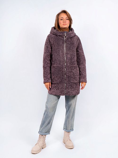 3-0306м-3181/1 Пальто меховое женское темный латте ELECTRA STYLE 