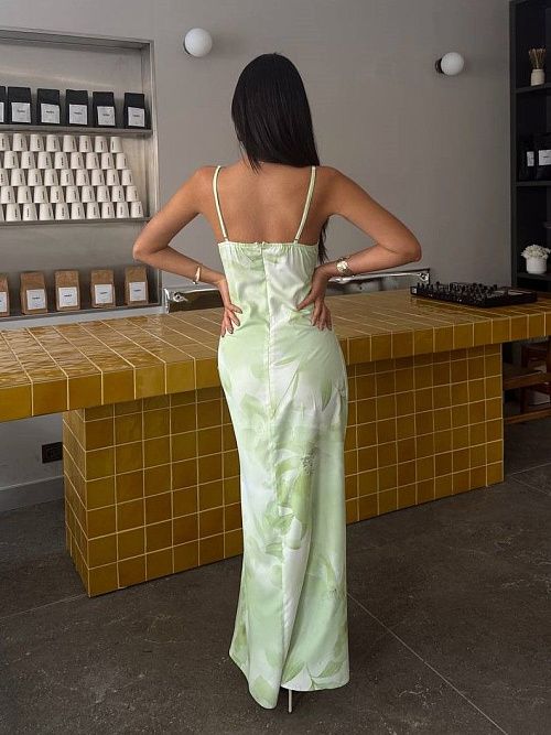 7488 Платье женское зеленый  GIRL 