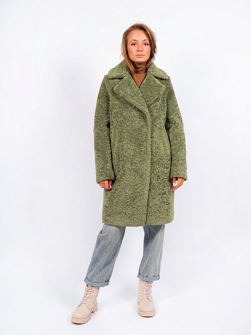 3-0121мРФ-3181/1 Пальто меховое женское фисташковый ELECTRA STYLE 