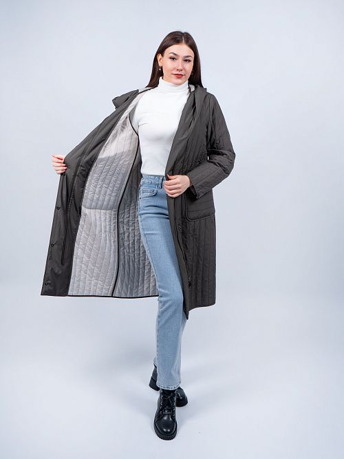 N726101/1 Пальто утепленное женское зеленый Baimuni 