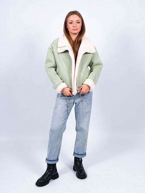 Дубленка женская зеленый Green Sempati 