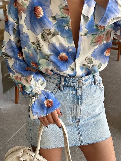 7486 Блузка женская синий GIRL   