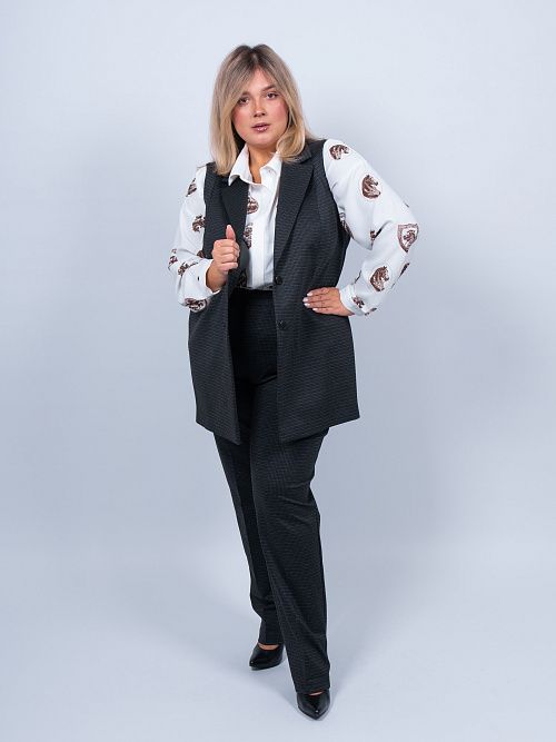 Асель-нью Жилет классический женский серый ZAR STYLE 