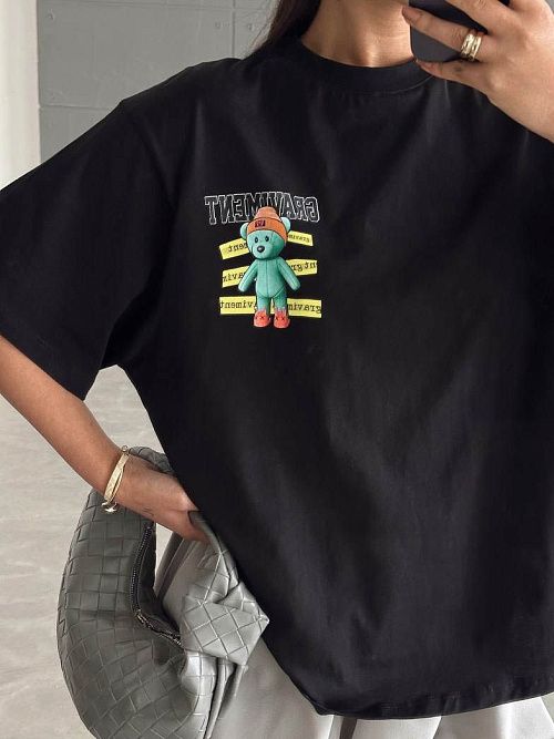 4609 Футболка женская черный GIRL 