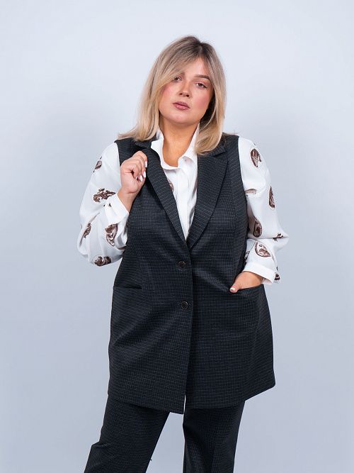 Асель-нью Жилет классический женский серый ZAR STYLE 