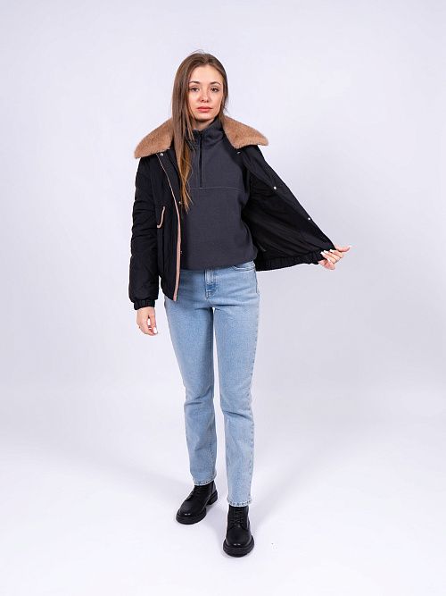 9167-1 Куртка женская черный Baimuni 