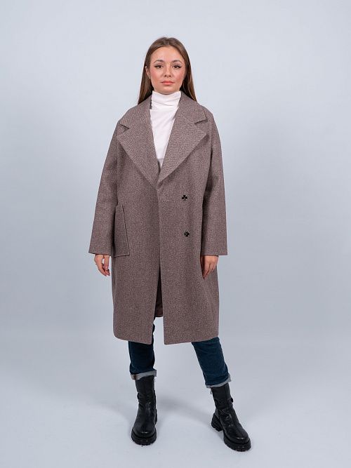 KR-291-рубчик Пальто женское коричневый Kristina Moda 