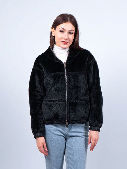 W9581 Дубленка женская черный Baimuni 