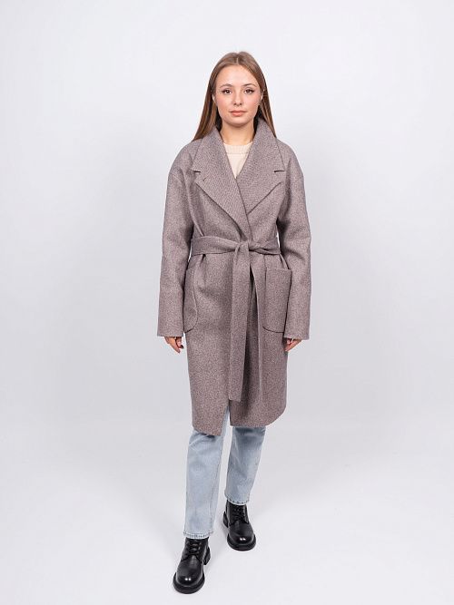KR-171/8-Рубчик Пальто женское темно-коричневый 365 