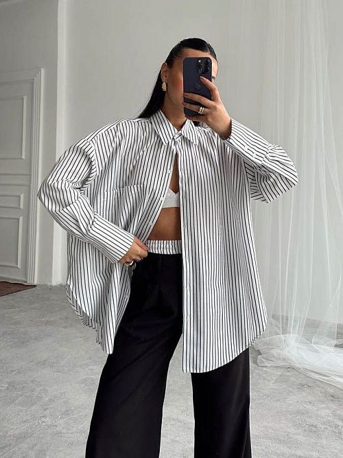 7465 Рубашка женская черный GIRL   