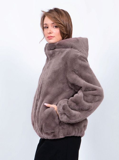 25-ELSX-009 Полушубок женский серый Sempati 