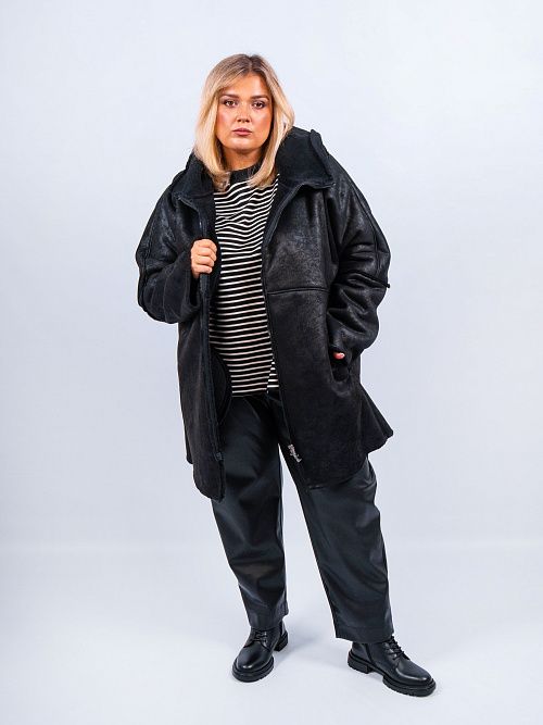 Дубленка Гамбург женская черный ZAR STYLE 