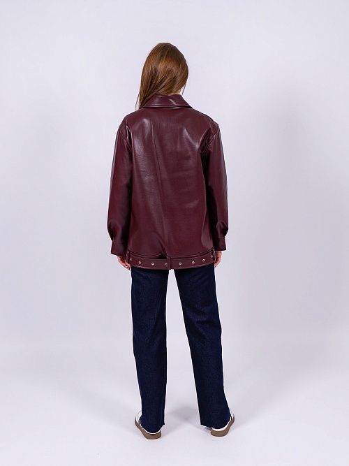 7431 Куртка женская кожаная бордовый GIRL 