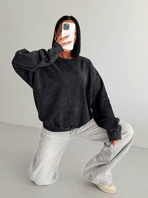 4579-black Толстовка женская черный Girl 