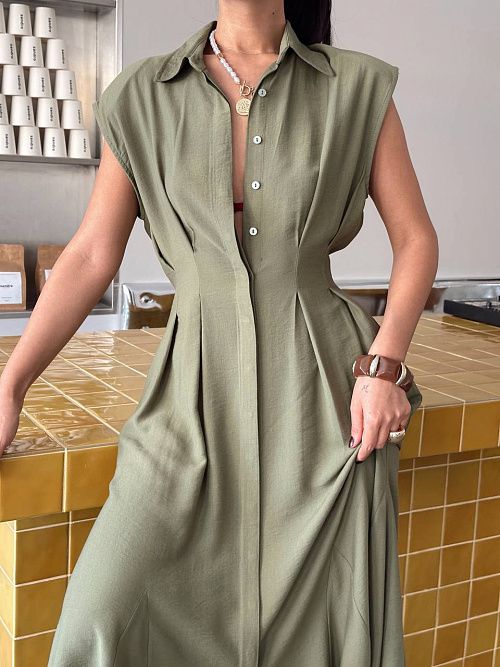 7490 Платье женское зеленый  GIRL 