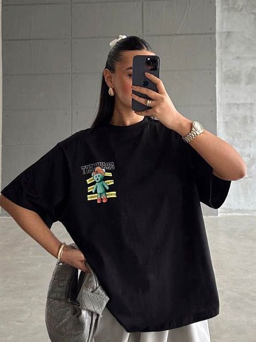 4609 Футболка женская черный GIRL 