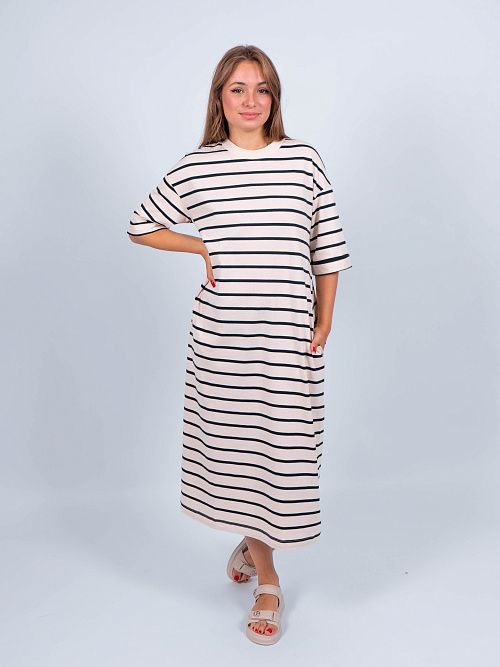 ЕВТ5040/ Платье женское белый, полоска VERY NEAT 