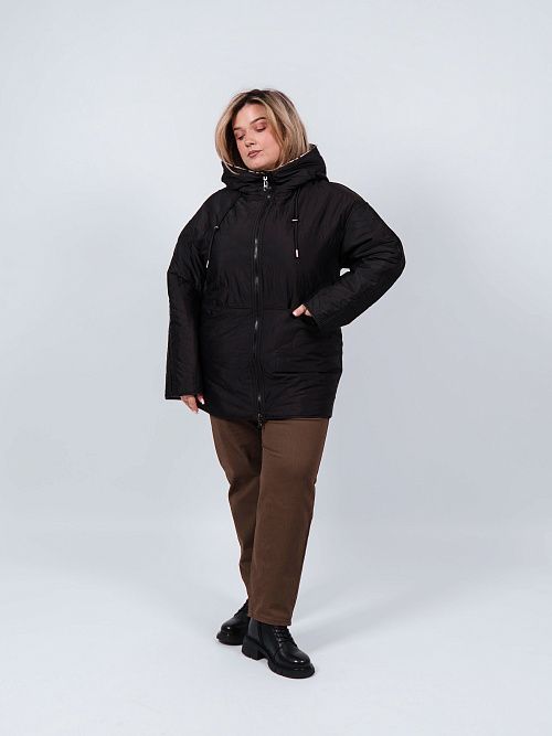 9211-1 Куртка женская двухстороння черный/коричневый Baimuni 